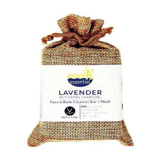 LAVENDER ALL NATURAL FACE & BODY CLEANSER BAR + MESH SCRUB